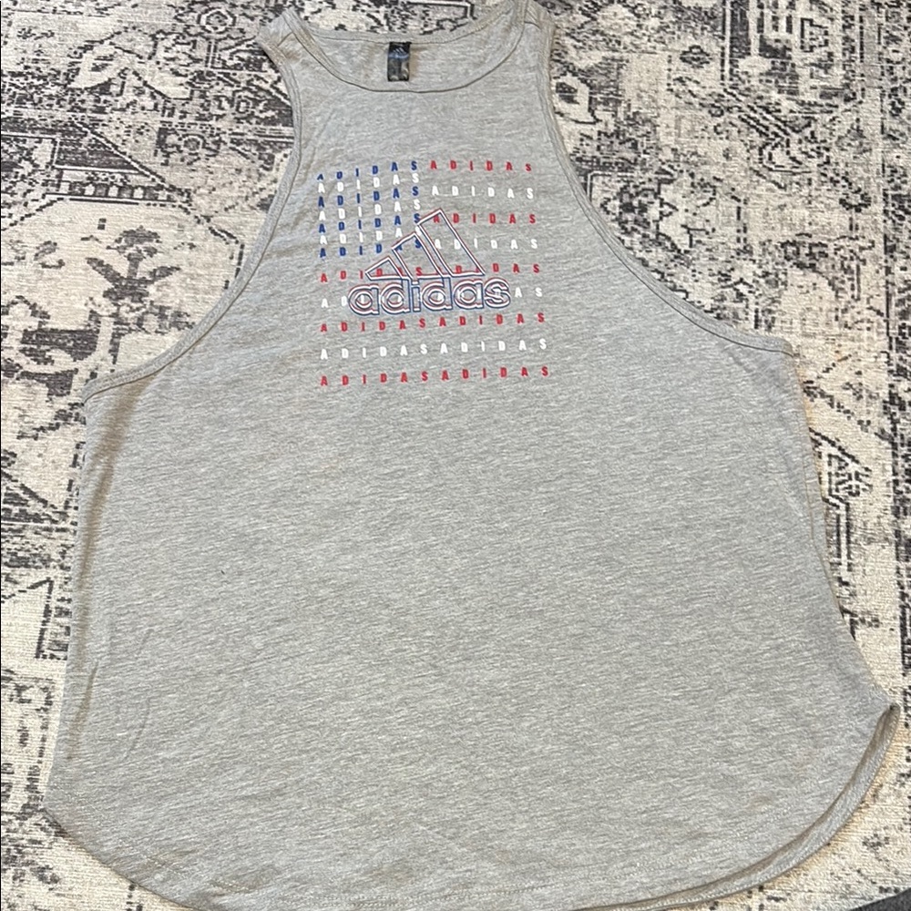 NWT Adidas Gray Tank Top with Red and Blue Accents (See Description)